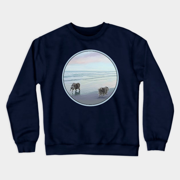 Keeshonds at the Seashore Crewneck Sweatshirt by Alpen Designs